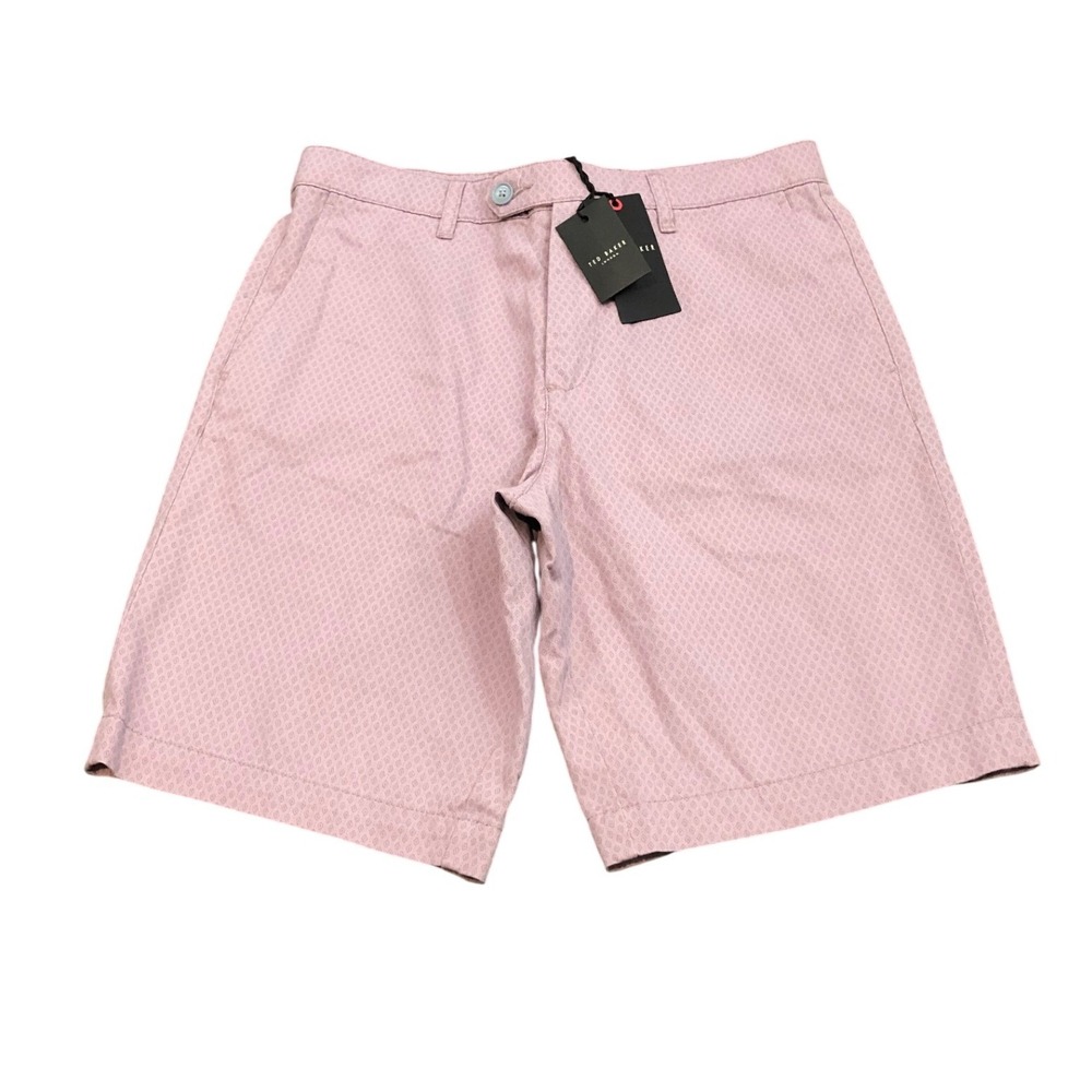 NEW Ted Baker Shorts Mens 30 Lilac Mini Geo Print Cotton Chino Shorts New